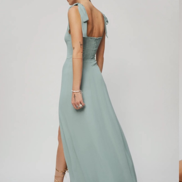 Reformation Westerly Tie Strap Dress in Celadon NWT - Picture 4 of 6